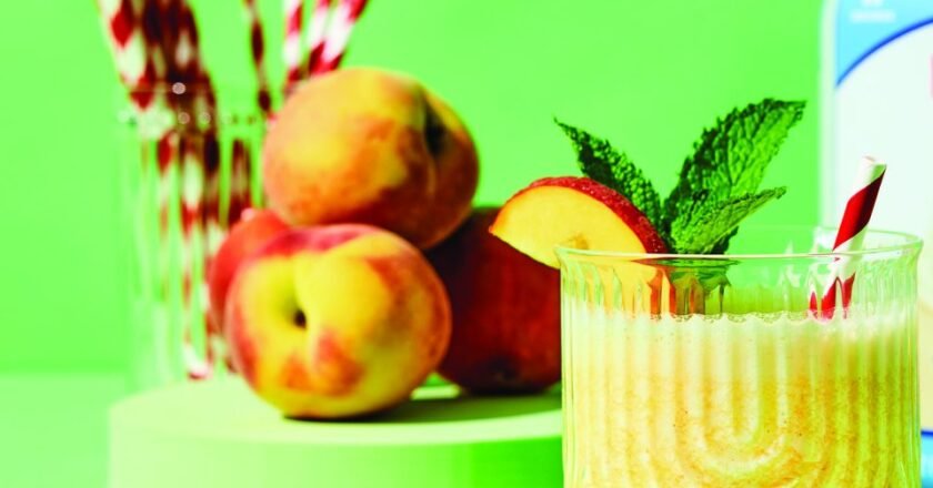 Protein-Packed Frosted Peach Lemonade