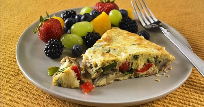 Cheese and Vegetable Frittata with Fresh Fruit Salad