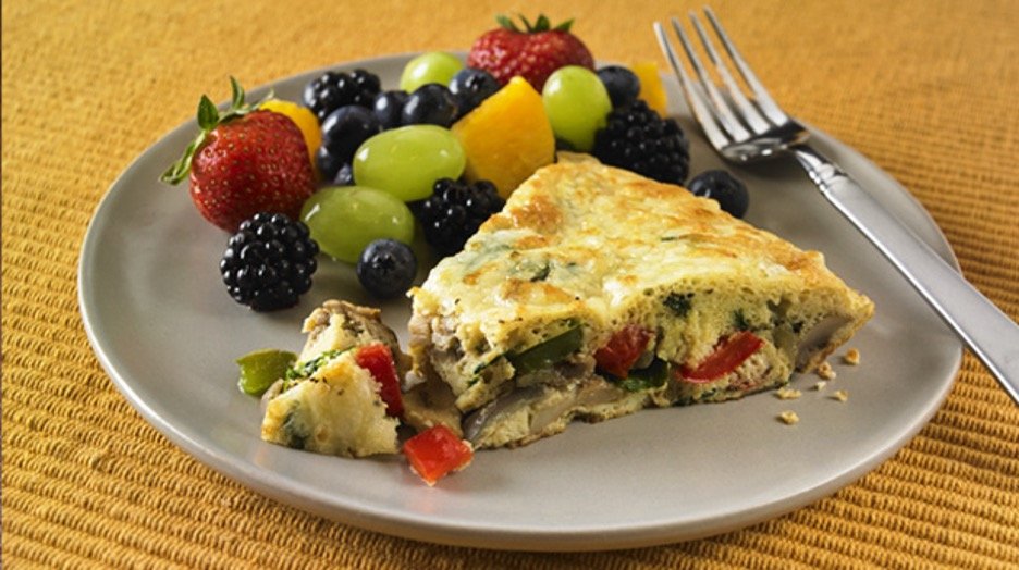 Cheese and Vegetable Frittata with Fresh Fruit Salad