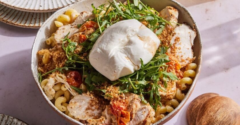 Grilled Burrata and Tomato Pasta