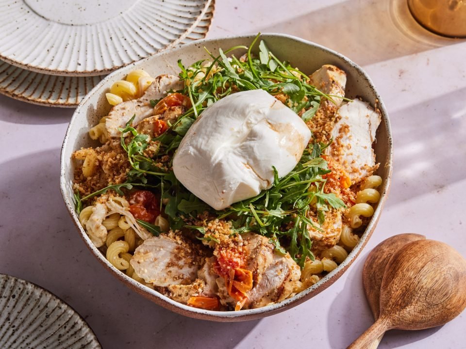 Grilled Burrata and Tomato Pasta